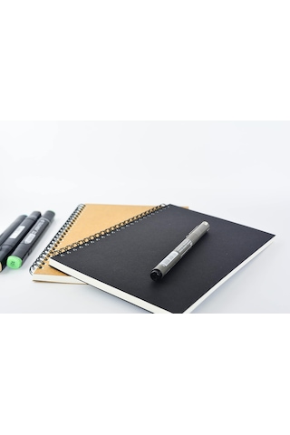 2'li Çizgisiz Not Defter, A5 Boyut 15x21 Cm , 60 Yaprak Planlama, Siyah Ve Kraft Kapaklar, Ofis İçin İdeal Çok Renkli