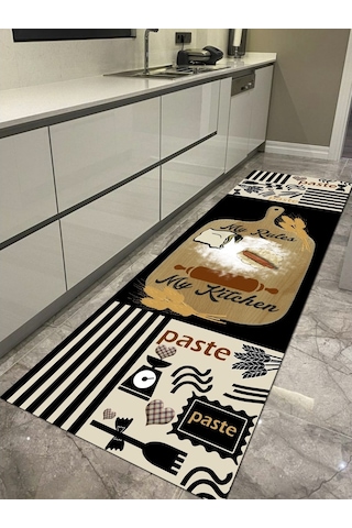 My Kitchen My Rules, Kaymaz Pamuk Dokuma Taban Mutfak Halısı