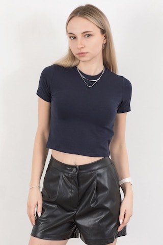 Giysa Kadın Bisiklet Yaka Pamuklu Basic T-shirt Lacivert Ms0000102 Lacivert