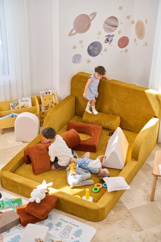 Funbed Yeni Nesil Montessori Çocuk Yatağı & Oyun Alanı Yıkanabilir Sıvı Geçirmez Sarı - 836527200