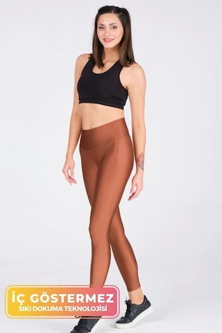 Enenstyle Fashıon Boutıque Kadın Konforlu Yeni Sezon Sporcu Modeli Yazlık Spor Taytı Fitness Gym Training Parlak Spor Tayt Kiremit