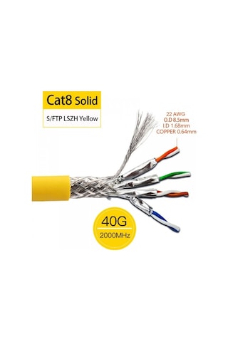 Miaxtreme Cat8 20 Metre Premium Süper Hızlı Ethernet Kablosu 40 Gigabit/s 2000mhz Metal Zırhlı Rj45 Lan Kablo