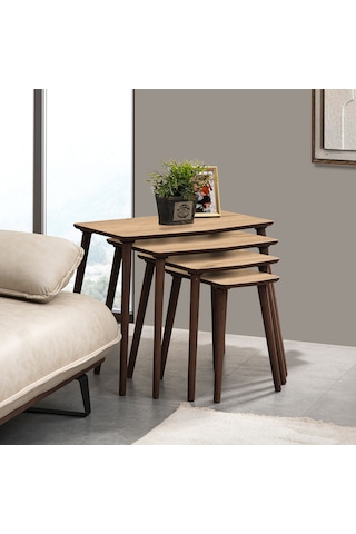 Vovvahome Vega 4lü Dörtlü Mdf Ahşap Zigon Sehpa - Meşe