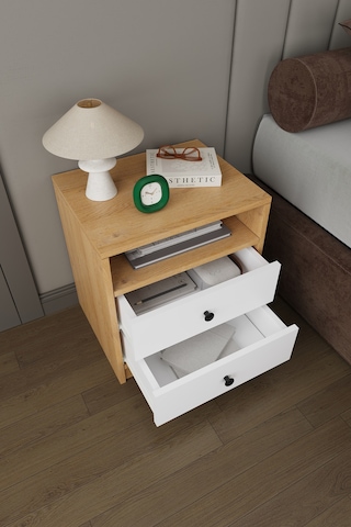 Modern 2 Çekmeceli Komodin Şifonyer %100 Mdf Çok Amaçlı Organizer Kmd04 Beyaz - Karına