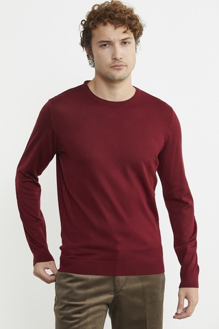 Sementa Erkek Sıfır Yaka Basic Triko Kazak - Bordo 001
