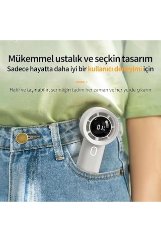 Cırak Turbo El Vantilatörü 100 Kademeli Ayarlı Güçlü Rüzgar Taşınabilir Fan Led Ekranlı Usb-c Şarjlı Sessiz Mini Vantilatör Masaüstü Ve Elde Kullanım El Fanı Mini Vantilatör Mini Fan Sarı