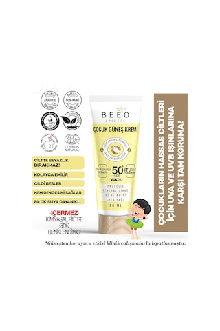 Bee'o Propolisli Yüksek Koruma Çocuk Güneş Kremi, 50+ Spf, 80 Ml