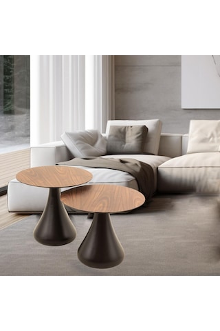 Mushroom Set Sehpa Mantar Sehpa Ceviz Rehome
