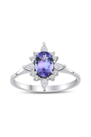 Tanzanite Pırlanta Tektaş Yüzük Beyaz