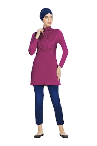 Büyük Beden Likralı Tam Kapalı Tesettür Mayo 1285 Fuşya Fuşya
