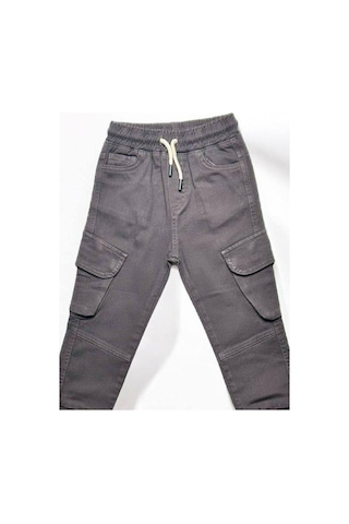 Çikoby Erkek Çocuk Kargo Cep Detaylı Beli Paçası Lastikli Pantolon-14858 Füme