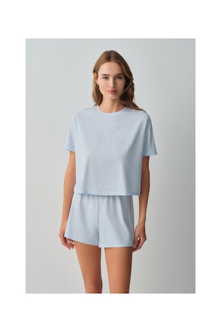 Suwen Daily Şort Pijama Takımı Wsh10910031996 Mavi Melanj
