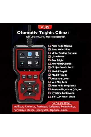 Neworg V519 Obdıı Araç Arıza Kodu Silme Okuma 1996 Sonrası Tüm Obd Iı Arabalarla Uyumlu Motor Arıza Kodu Silme 2026 Yeni Versiyon