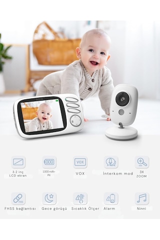 Ghb Bebek Kameralı Monitör, 3.2" Lcd, Gece Görüşü, Vox Modu, Iki Yönlü Konuşma, Ninni Kamera Sistemi