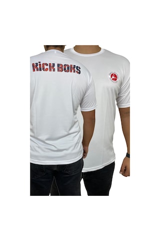 Kick Boks Tişörtü Kick Boks T-shirt Dijital Baskılı Beyaz