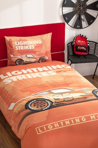 Disney Nevresim Takımı Ranforce Tek Kişilik Kırmızı Cars Strıkes