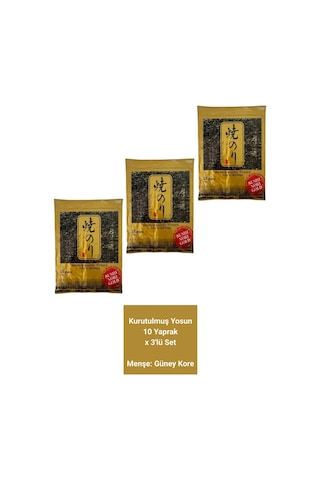 Yaki Nori Sushi Yosunu 10 Yaprak 27 G 3'lü Set