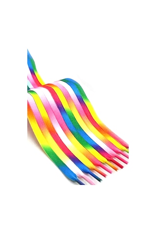 100 Cm Gökkuşağı Renkli Yassı Ayakkabı Bağcığı Çok Renkli