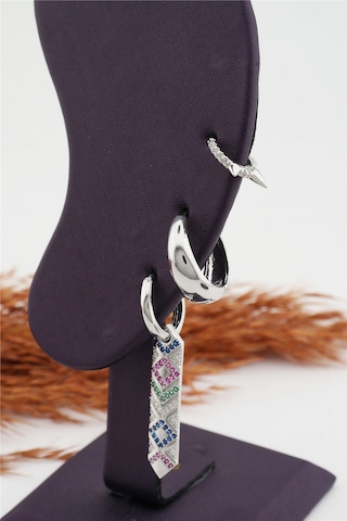 Kadın Altın Kaplama Kararmaz Vintage 3'Lü Zirkon Set Küpe Gümüş-M Altın