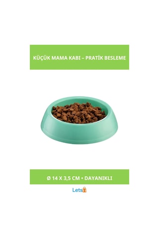 Dayanıklı Yıkanabilir Küçük Yuvarlak Mama Kabı 14cm Mor Mavi Yeşil Pembe