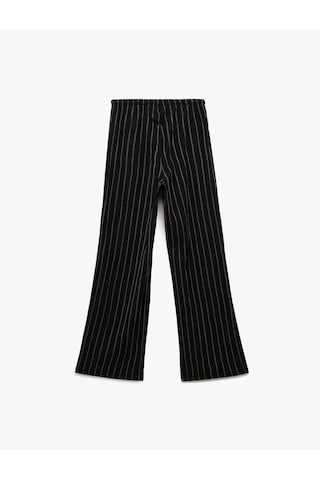 Koton Beli Bağcıklı Çizgili Düz Uzun Paça Pantolon Siyah Çizgili 5sal40067ık Siyah Çizgili Siyah