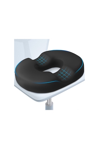 Geeksen "yüksek Yoğunluklu Hafıza Köpüklü Donat Yastık - Hemoroid, Bel Ve Kuyruk Sokumu Ağrısı İçin Rahat Oturma Pedi Siyah " Siyah