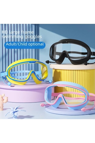 Yetişkin Ürünleri Buğu Önleyici Birleşik Kulak Tıkacı Silikon Çocuk Yüzme Gözlüğü Pembe Kaplama Kutulu Yetişkin Çok Renkli