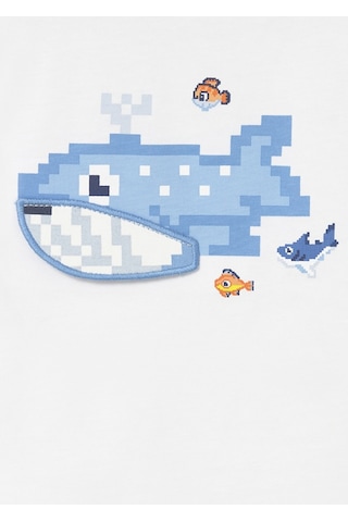 Erkek Bebek Kolsuz İnteraktif T-shirt Beyaz