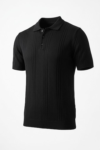 Onno Pamuk İplikli Boydan Çizgili Triko Tshirt Siyah