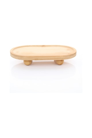 Mien Bambu Sunumluk 24x14x2,8 Cm Ayaklı Doğal Bambu Servis Ve Kahvaltı Tabağı Açık Kahverengi
