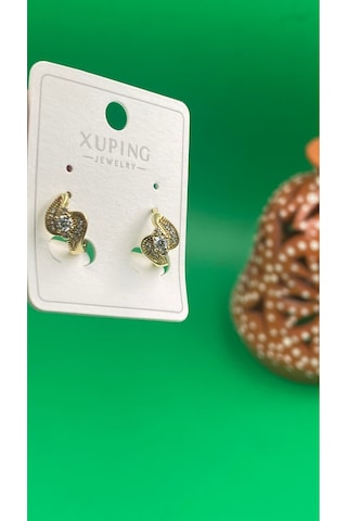 Xuping Altın Renginde Tek Taşlı Şık Kadın Çelik Küpe Gold
