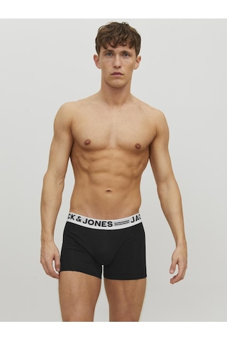 Jack & Jones Erkek Logolu Düz 3'lü Boxer Paketi - Sense - 12081832 - 1 Black