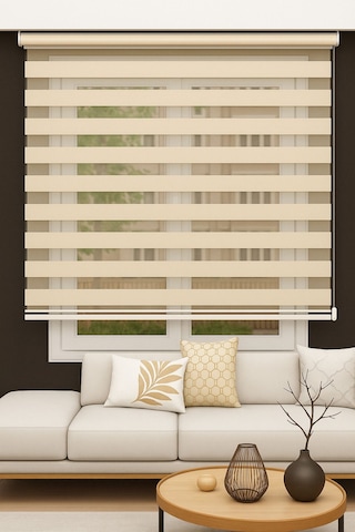 Ithal Bambu Krem Zebra Stor Perde Eteği Düz 1.kalite Alüminyum Kasa Metal Ayak Krem