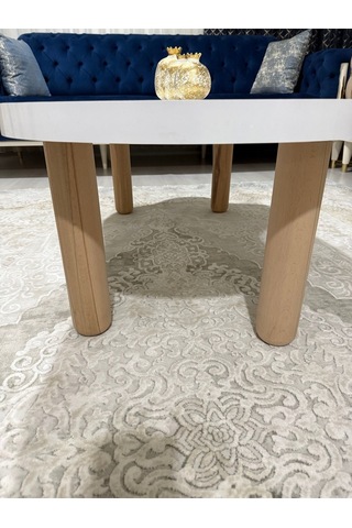 Asimetrik Bulut Model 120x60 Cm Kalın Kenarlı Orta Sehpa Beyaz