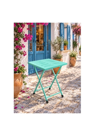 Katlanır Metal Balkon Bahçe Bistro Masa 50x50 Cm Kare Masa 75 Cm Mint Yeşili 1645 Turkuaz