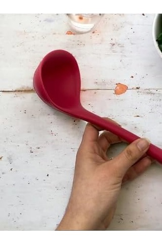 Sert Uçlu Isıya Dayanıklı Silikon Kepçe Kaşık Seti, 4 Parça, Fuşya