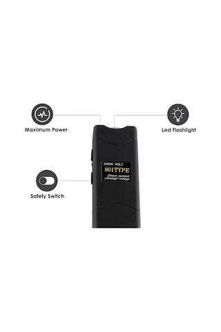 Yuntech01 Güvenli Geçiş Için Usb Şarjlı Çift Fonksiyonlu Metal El Feneri - Güvenlik Ve Aydınlatma, 801 Modeli Siyah