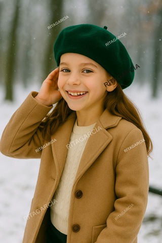 Çocuk Fransız Keçe Ressam Bere Koyu Yeşil