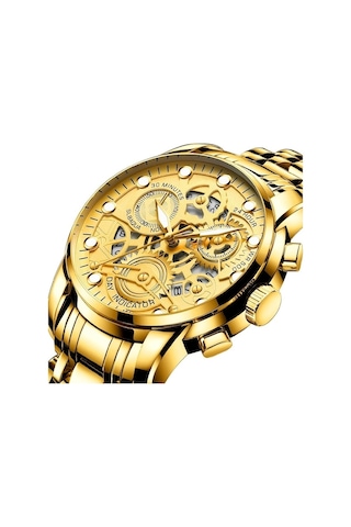 Novahub Fngeen 4088 Erkekler İçi Boş Kuvars Saat, Öğrenci Su Geçirmez, Altın Siyah, Çok Renkli Yüzey Çok Renkli