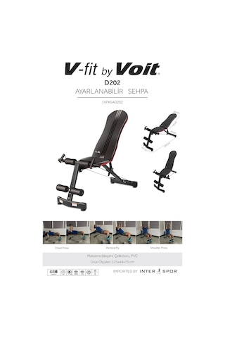 V-fıt By Voıt D202 Katlanabilir Incline/decline Ayarlanabilir Sırt Açılı Mekik Ve Ağırlık Sehpası