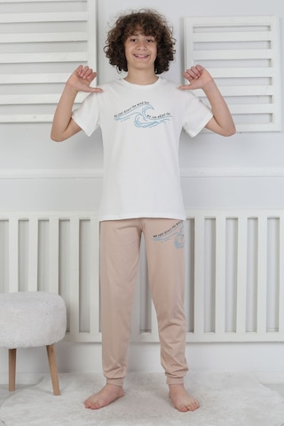 Zuzunga We Can Adjust The Baskılı Erkek Çocuk Pijama Takımı Bej