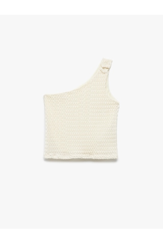 Koton Tek Omuz Toka Detaylı Kolsuz Crop Bluz Bej 5skg60123ak Ekru