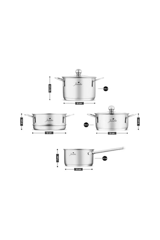 Jumbo New Baby Steel 6 Parça Çelik Mini Tencere Seti Gri