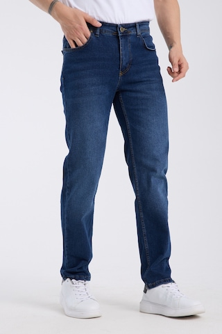 Erkek Pantolon Mavi Regular Fit Fermuarlı Jeans Mavi