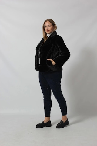 Moda Berray 3260 Siyah Suni Kürk Kısa Kaban Siyah