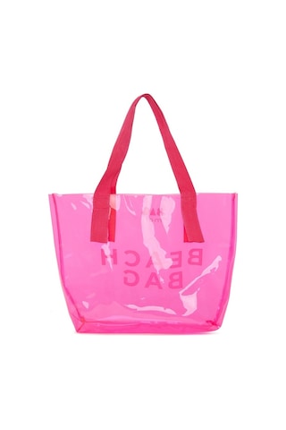 Bagmori Beach Bag Baskılı Şeffaf Plaj Çantası Fuşya