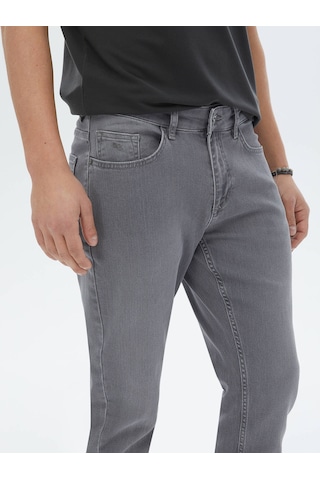 Kip Gri Slim Fit Denim Pamuk Karışımlı Pantolon Çok Renkli