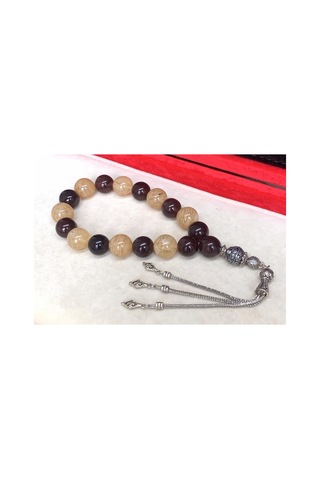 Kehribarkolik Bilek Boy Alacalı Akik Taşlı Tesbih