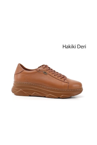 Gönderi(R) Gönderi R Bağcıklı Dolgu Taban Hakiki Deri Sneaker Taba