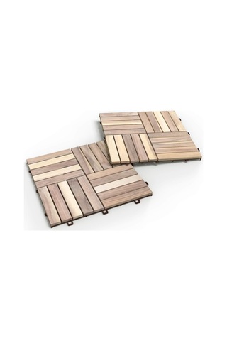 Akasya Ahşap Yer Karosu, Organik Beyaz 30x30 Cm, 10'lu Paket, 0.9 M² Yer Kaplama